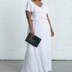 Kiyonna Porcelain White Willow Maxi Dress